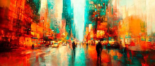 Futuristic city view at night by Poster Art Shop