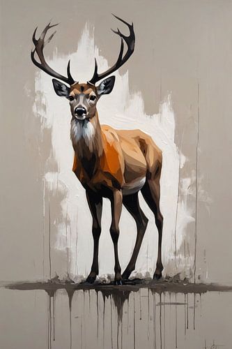 Abstract Hert in Moderne Drip Schilderstijl