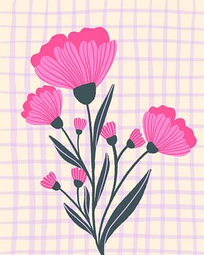 Boeket bloemen op raster