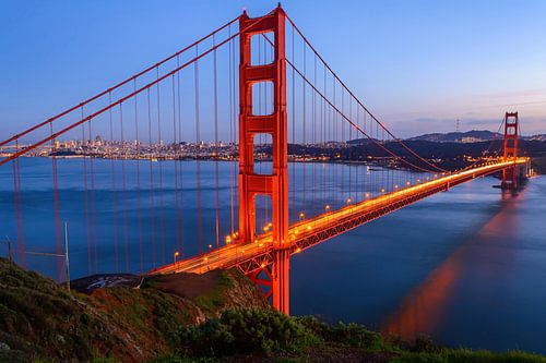 Golden Gate op Blue Hour, San Francisco, VS