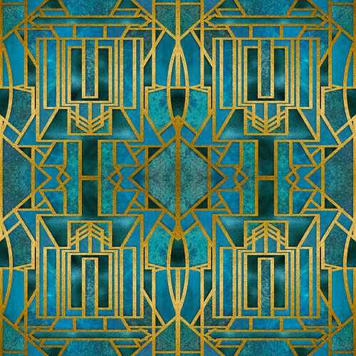 Art Deco Turquoise Goud