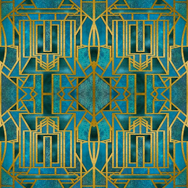 Art Deco Turquoise Goud van Andrea Haase