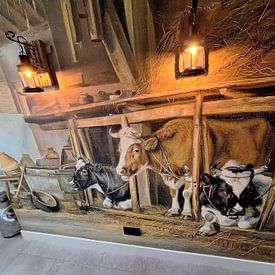 Klantfoto: Koeien op stal, Jan van Ravenswaay, als behang