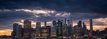 New York, Manhattan, Financial District at twilight