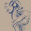 abstract werk danseres in de wind van Emiel de Lange