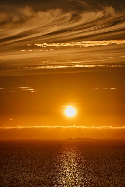 A lone sailboat heading for gold, Norway by qtx
