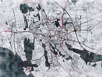 Kaart van Hildesheim in de stijl 'White Winter' van Maporia