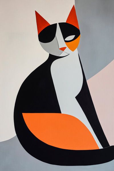 Abstract cat in bold colours by Poster Art Shop