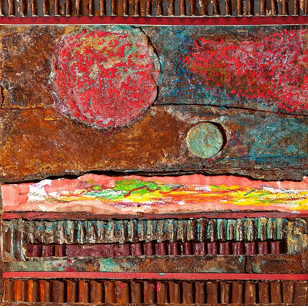 Roststruktur mit Kreisen Nr. 6 von Klaus Heidecker