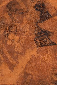 Echo's van de natuur. Monotype van bladeren in rijke terracotta. van Dina Dankers