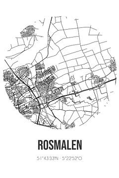 Rosmalen (Noord-Brabant) | Karte | Schwarz und Weiß von Rezona