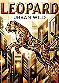 Affiche urbaine « Golden Leopard » sur okta rendy
