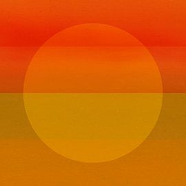 Art néon. Abstrait géométrique minimaliste coloré en orange, jaune et or foncé. sur Dina Dankers