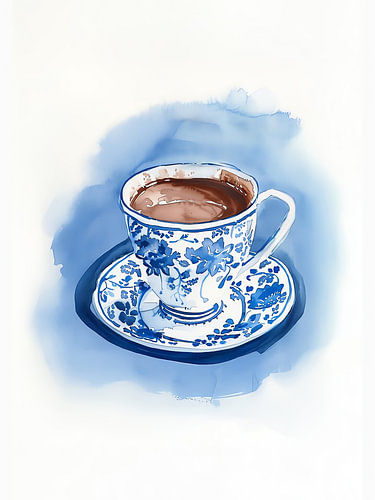 Tee aus blauem Porzellan