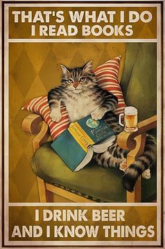 Cat Meme - Dat's wat ik doe Ik lees boeken Ik drink wijn en ik weet dingen van Steven Kingsbury