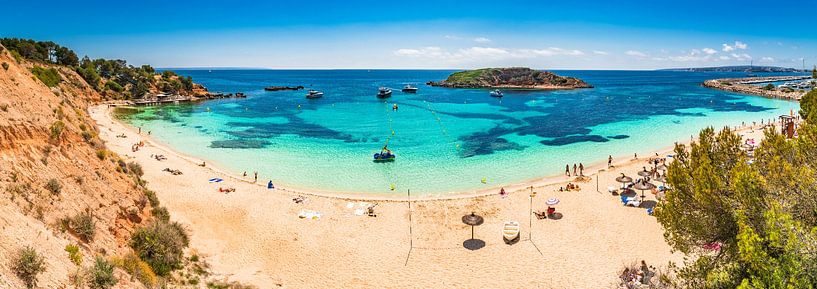Beach panorama of Platja de Portals Nous on Majorca, Spain Balearic Islands by Alex Winter