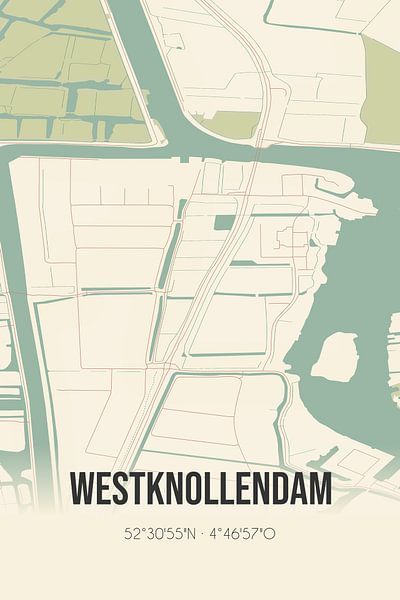 Alte Karte von Westknollendam (Nordholland) von Ortsdrucke