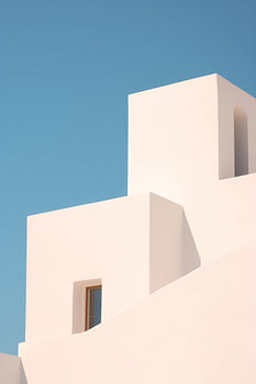 White Geometry against a Clear Blue Sky