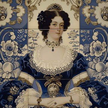 Holländisches Kachelbild mit edler Dame von Ton Kuijpers