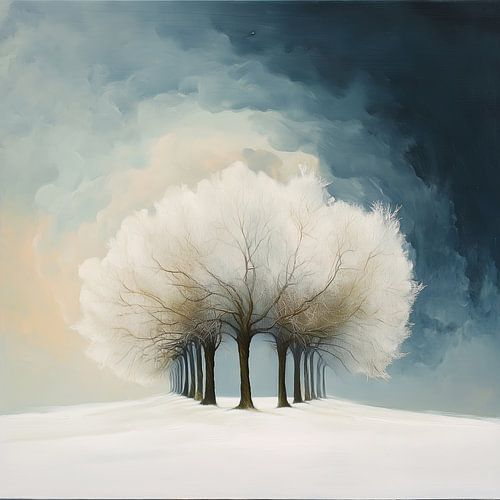 Serene landscape in Blue and White