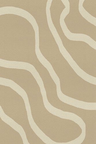 Japandi. Abstracte lijnen in crème op beige.