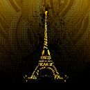Digital Art Eiffeltoren | gouden vlammen van Melanie Viola thumbnail