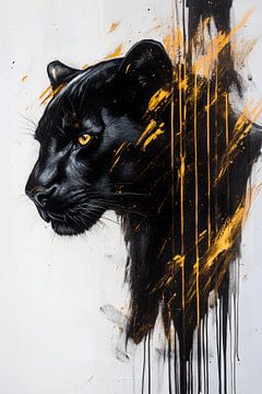 Zwarte panter met gouden accenten van Poster Art Shop