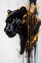 Zwarte panter met gouden accenten van Poster Art Shop thumbnail