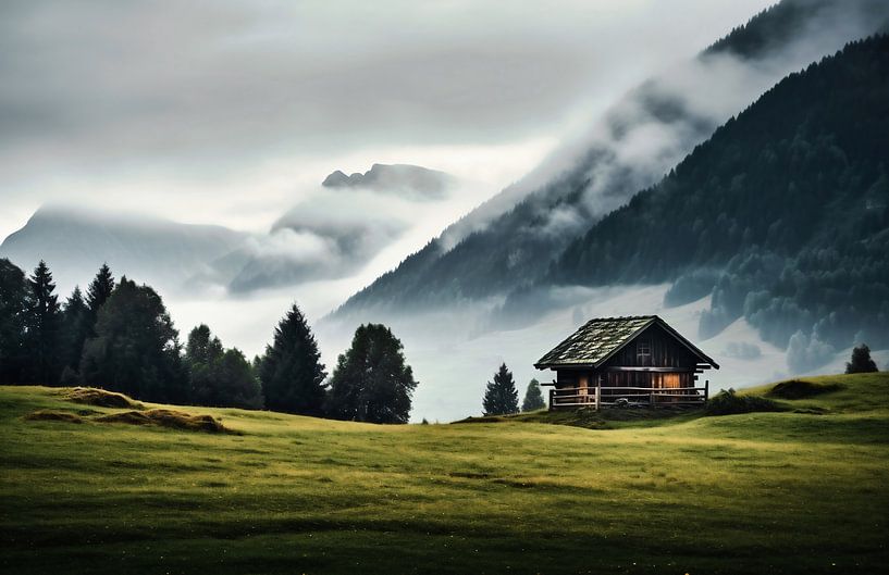 Mystieke herfstsfeer in de bergen van fernlichtsicht