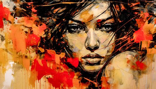 Flaming eyes in a storm of colour