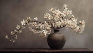 Luxuriöse Vase mit weißen Blumen Stillleben