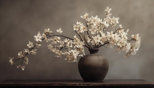 Luxe vaas met witte bloemen stilleven van TheXclusive Art