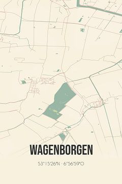Vintage landkaart van Wagenborgen (Groningen) van Rezona