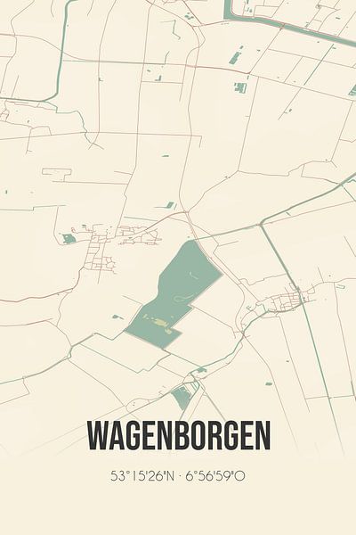 Vintage landkaart van Wagenborgen (Groningen) van Stad & Wand