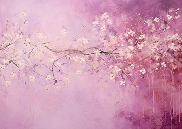 Blossom Dreams | Frühlingsblüte Lila von Abstraktes Gemälde