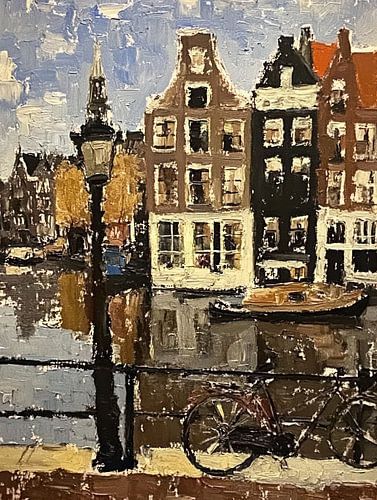 Amsterdamse gracht met fiets