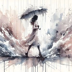 Dame avec parapluie