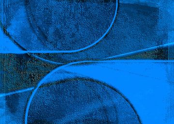 Leuchtende Mid Century Bauhaus Formen Mittelblau von FRESH Fine Art