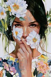 surreal portrait of a woman with flowers by Egon Zitter