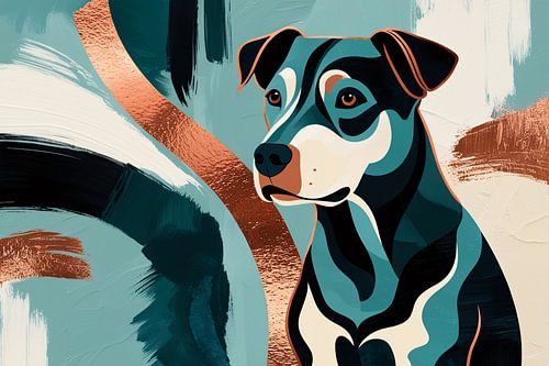 Abstracte hond in Art Deco