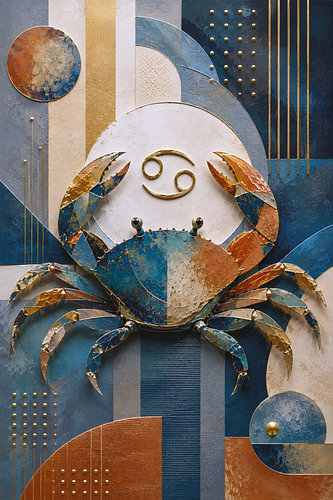 Cancer Zodiac Sign Painting – Celestial Astrology Art