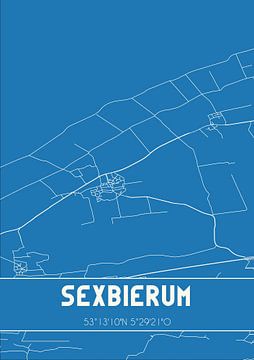 Blaupause | Karte | Sexbierum (Fryslan) von Rezona
