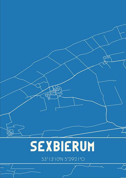 Blueprint | Map | Sexbierum (Fryslan) by Prints of Place