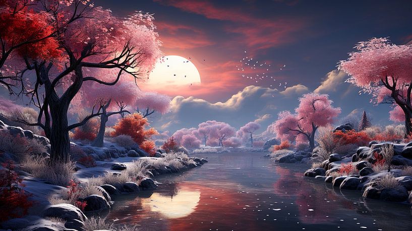 Zauberhafte Winterlandschaft mit Bäumen und Schnee von Animaflora PicsStock