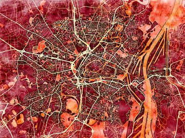 Kaart van Strasbourg in de stijl 'Amber Autumn' van Maporia