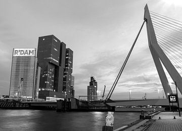 Die Skyline von Rotterdam in Schwarz-Weiß von Marjolein van Middelkoop