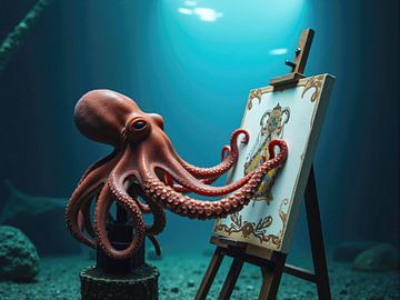 Octopus schilderij onder water op canvas met tentakels van Markus Gann