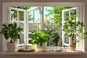 schöne Aussicht durch das Fenster