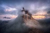 Tre Cime di Lavaredo bij zonsondergang