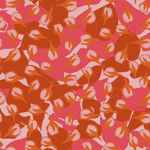 Bloemenmarkt Tokio. Bloesem in roze, goud en verbrand oranje